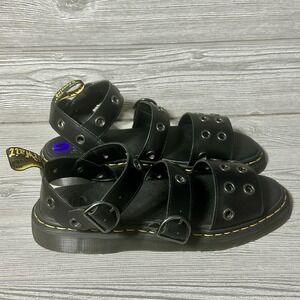 Dr. Martens Gryphon HDW Black Leather Eyelet Sandals AW004 Mens 14 USM NEW